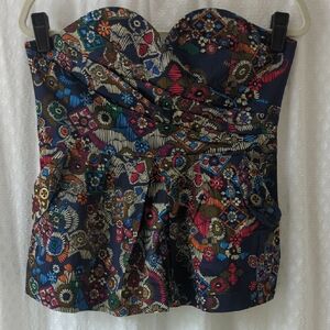 Fei for Anthropologie Strapless Sweetheart Neck Peplum Top Women's Size 12